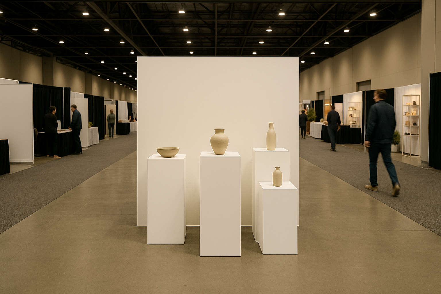 Custom white matte plinth displaying retail products in store setting